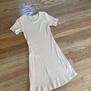 Spell Cosmos Cream Ribbed Dress